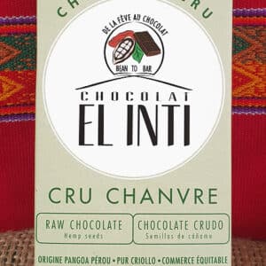 Tablette NON torréfiée noir 75 % de cacao au chanvre, sans lécithine, bio